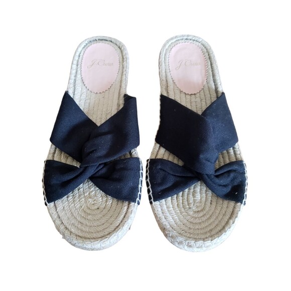J. CREW Twisted Knot Black Canvas Espadrille Sandals Size 8 - Picture 5 of 12